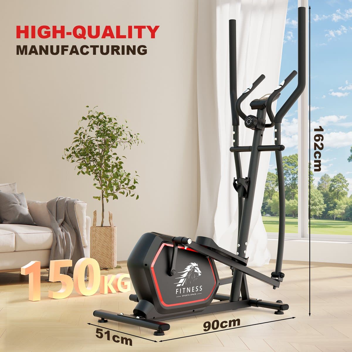 Crosstrainers - Elliptische trainer tot 150 kg - Vliegwiel van 10 kg - Magnetische weerstand met 16 niveaus - LCD-scherm - Zwart thumbnail 4