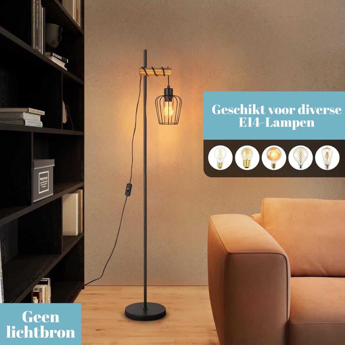 Glitzerlife Vintage Staande Lamp - 146cm Industrieel Design thumbnail 7