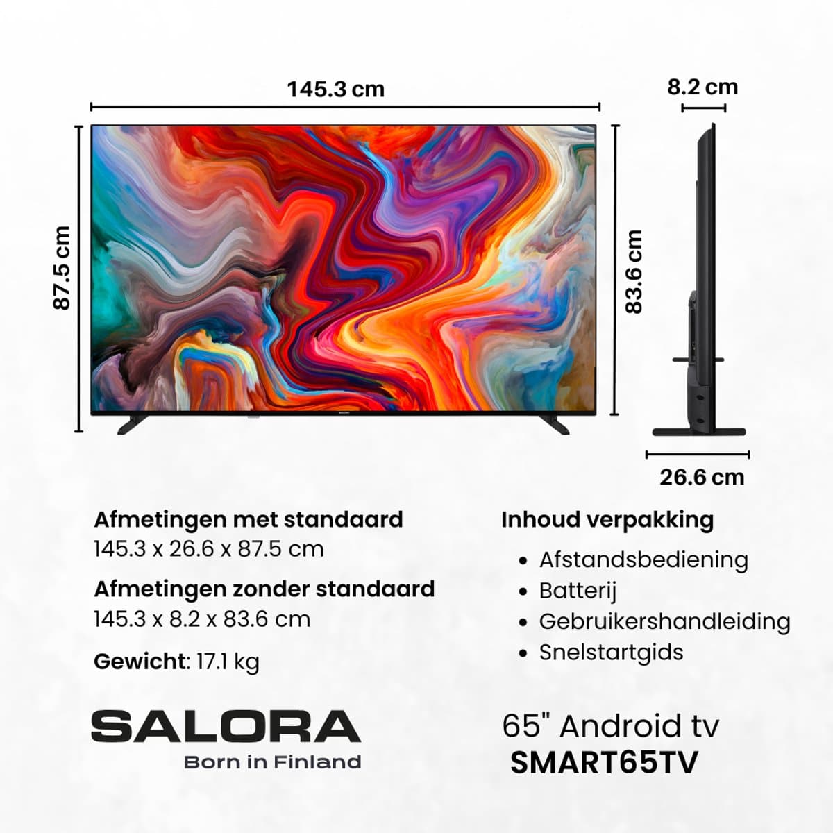 Salora SMART65TV - Tv 65 inch - Smart TV - 4K TV - Android TV - Smart tv 65 inch - TV - 65 inch smart tv - 2025 model thumbnail 7
