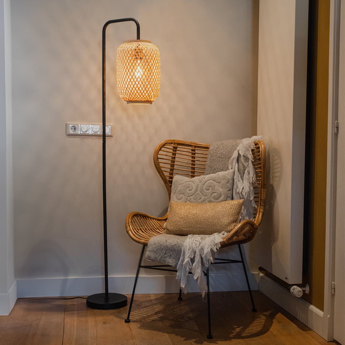 QAZQA yvonne - Oosterse Vloerlamp | Staande Lamp - 1 lichts - H 170 cm - Naturel - Woonkamer | Slaapkamer | Keuken thumbnail 7