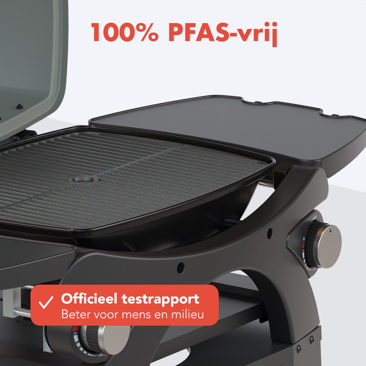 KitchenBrothers Gas BBQ - Staand en Tafelmodel Barbecue - 2 Branders - PFAS Vrij - Tafelbarbecue - Anti-aanbaklaag - 37x48 cm Grilloppervlak - Zwart thumbnail 5