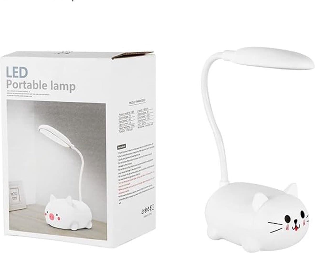 Kinder Bureaulamp Led Kat Nachtlampje USB oplaadbare nachtlampje Student bureaulamp Bedlampje slaapkamer Wit thumbnail 2