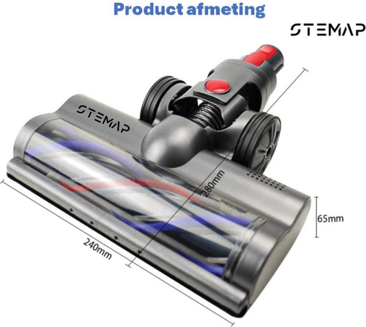 Stemap® Roterende Borstel | Compatible met Dyson V7 V8 V10 V11 V15 | Turboborstel Zuigmond Elektrisch Mondstuk | Directe aandrijving | Vloerborstel met 4 LED-lampen thumbnail 4