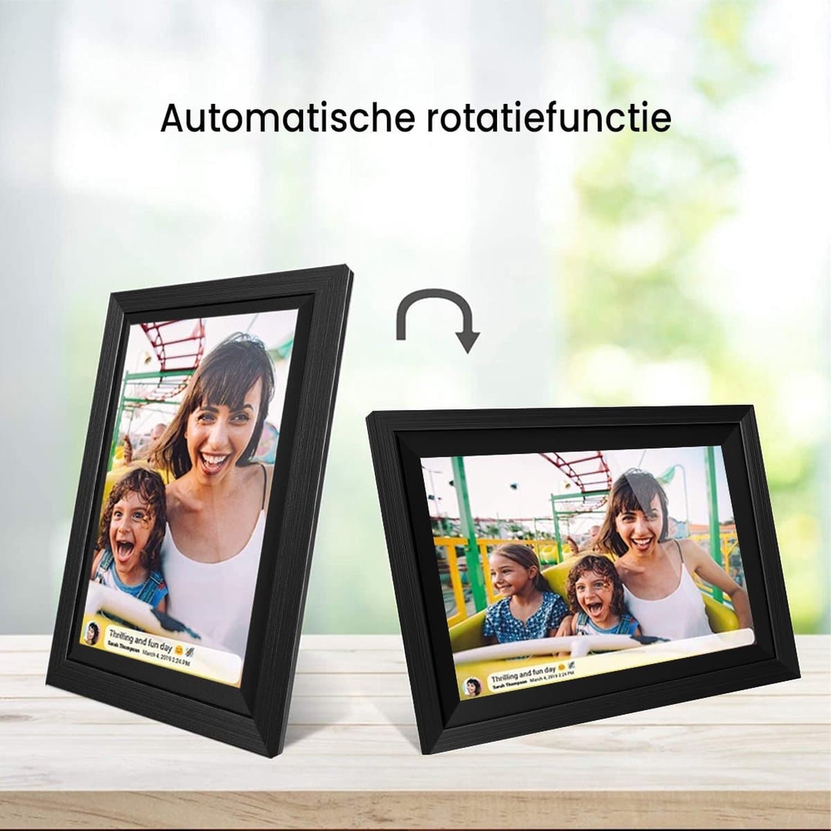 Digitale fotolijst met WiFi en Frameo App - 10.1 inch HD+ IPS Display - Fotokader met Touchscreen - 32GB - Zwart/Zwart - Frameo digitale fotolijst - digitale fotokader - digitaal fotolijstje thumbnail 6