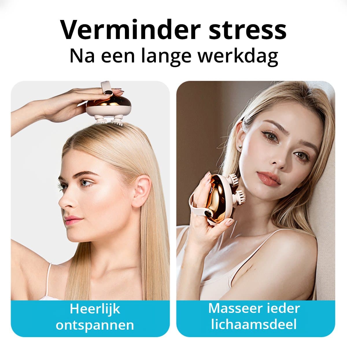 Elektrisch Hoofdmassage Apparaat - Massage Apparaat - Scalp Massager - Hoofdmassage - Massageapparaten - Goud thumbnail 2