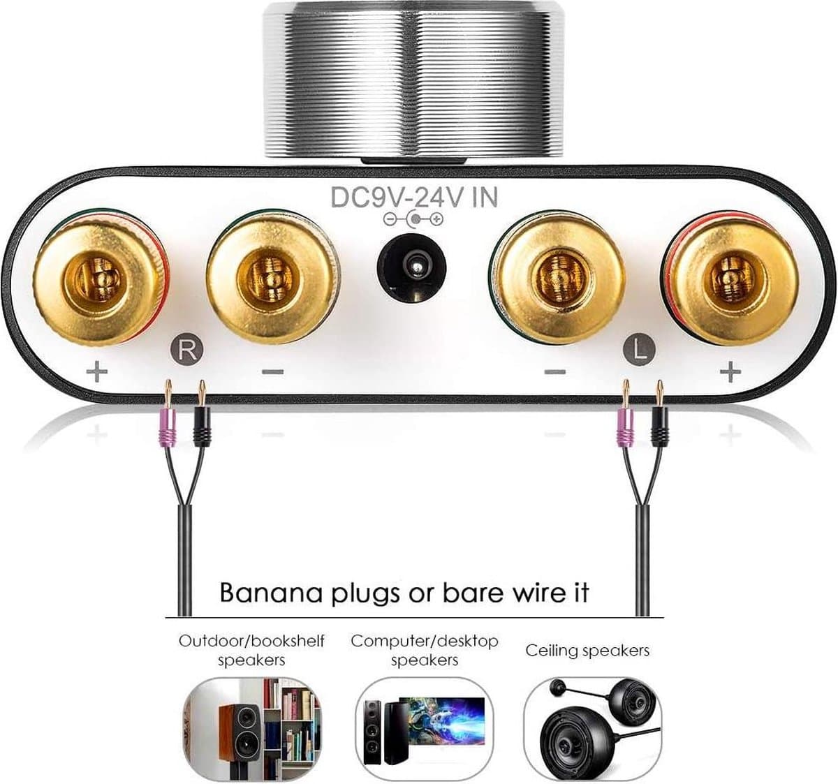 DrPhone NB Mini Fosi - Bluetooth 5.0 - Stereo HiFi - Digitale Versterker 2.0 kanaal 50W × 2 met AUX / USB /Draadloze audio-ontvanger met Voeding 12V/5A thumbnail 8
