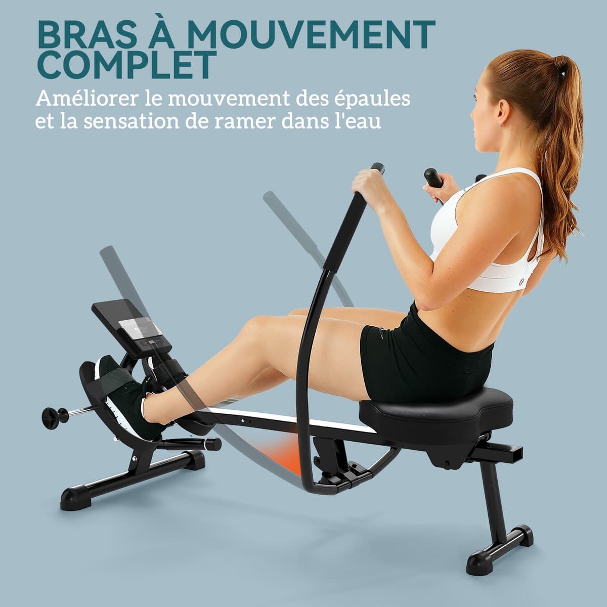 SPORTNOW Roeimachine - Staal - 138x62x50cm - Zwart thumbnail 4