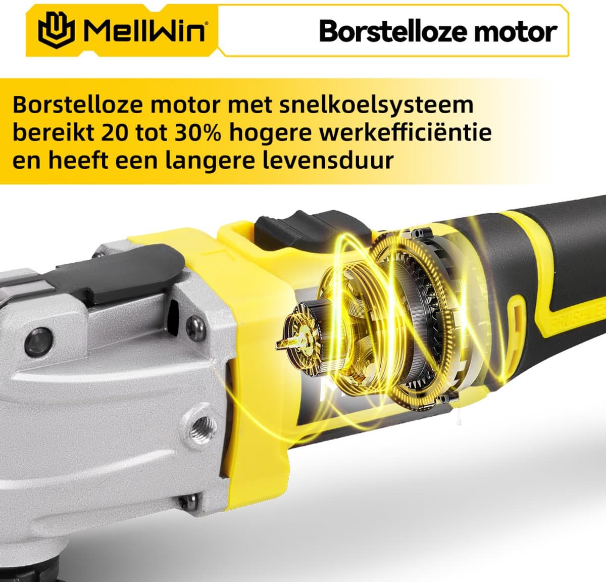 MellWin Accu Multitool - met 2x Accu's & 22x Accessoires - Borstelloze motor - Multifunctioneel Gereedschap - 4° oscillatiehoek - 6+3 versnellingen - voor verwijderen, schrapen en zagen thumbnail 6