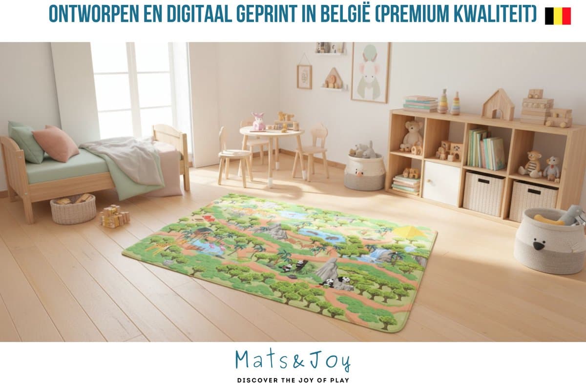 Mats & Joy® Jungle Safari Speelmat 130x180cm - Fluweelzacht - Anti-slip - Wasbaar - Speelmat Baby - Speelkleed Auto - Speeltapijt Kinderen Jungle - Autokleed thumbnail 7