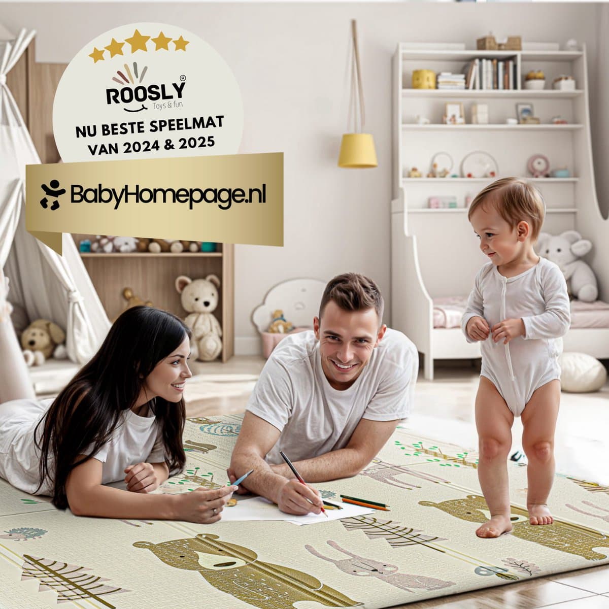 Roosly Speelmat Baby - Speelkleed Baby - Inclusief Opbergtas - babygym - kruipmat - playmat - Dubbelzijdig en opvouwbare Foam XPE 180 x 200 cm - speelgoed - Veilig & Zacht - model Balloon thumbnail 7