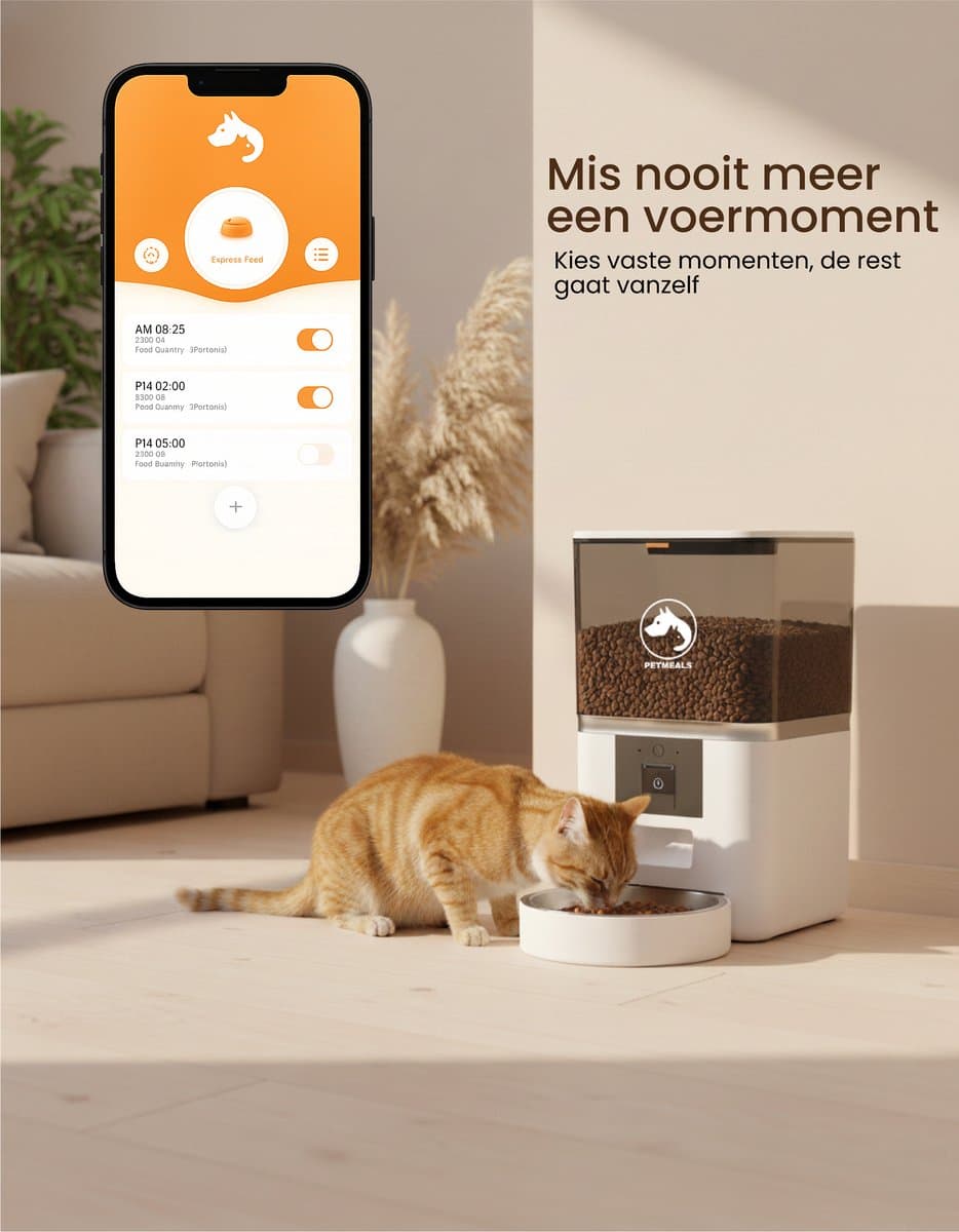 PetMeals® SmartFeed Pro - Automatische Voerbak - Full HD Camera - WiFi & App Bediening - 6L Inhoud - Voor Katten & Honden - Wit thumbnail 2