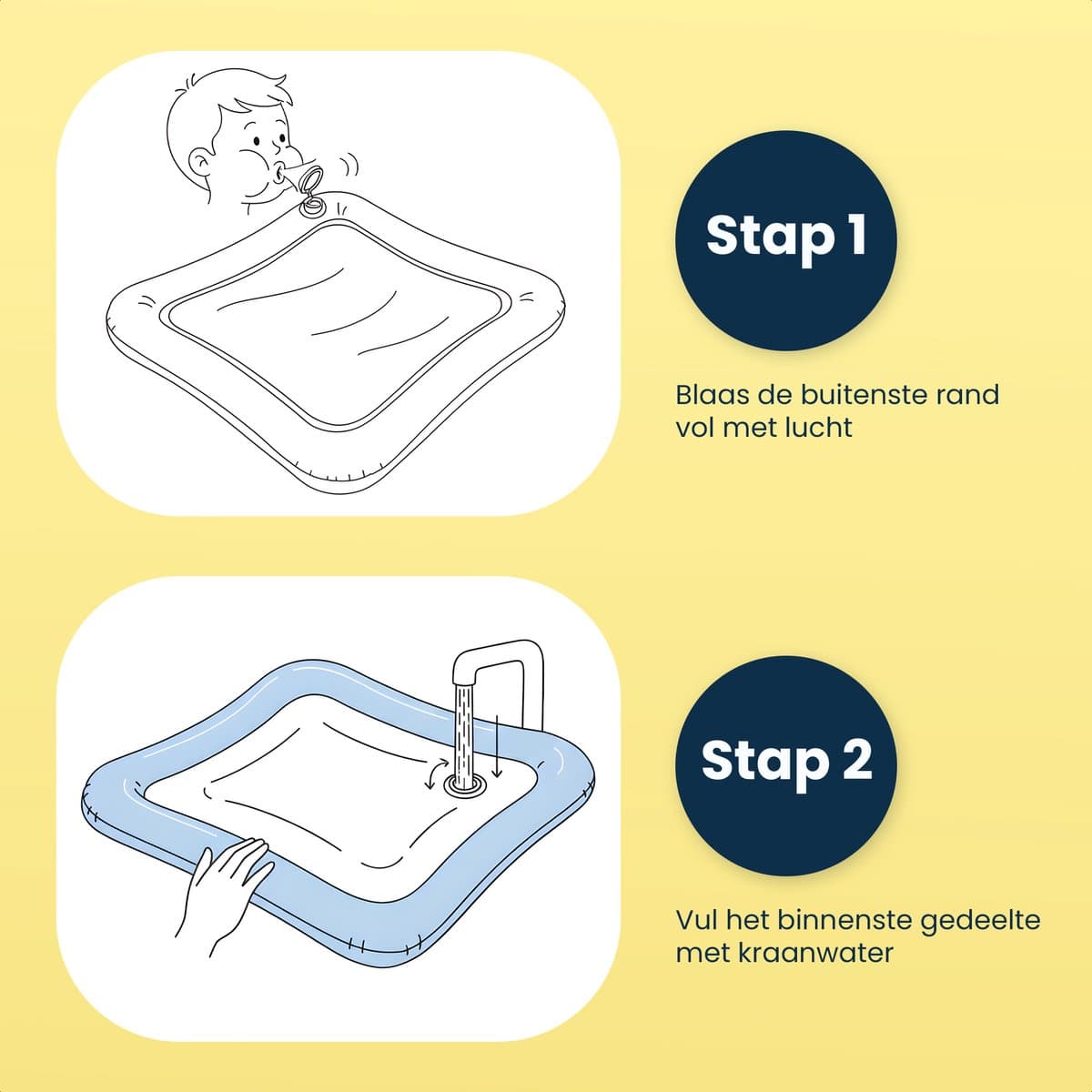 Dutsi - Waterspeelmat Baby - Watermat - Stimuleert Motorische Ontwikkeling - BPA Vrij & Lekvrij - Kraamcadeau - 66x51cm – Geel thumbnail 8