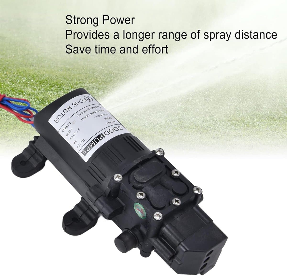 12V DC Zelfaanzuigende Drukwaterpomp 100W - 5.5 L/min Membraanpomp met Drukschakelaar voor Caravan, Boot en Tuin thumbnail 4
