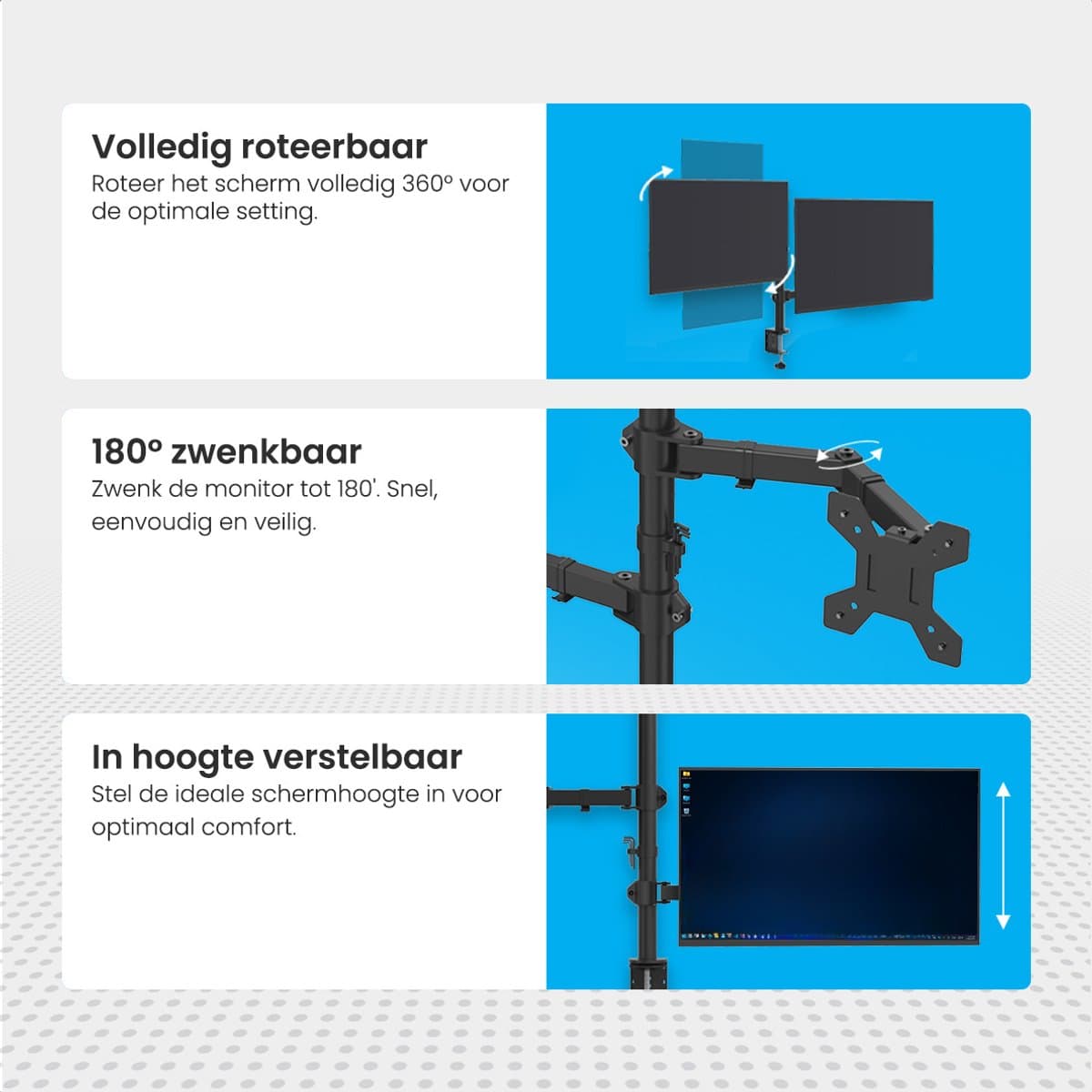 Auronic dubbele monitorarm voor 2 schermen thumbnail 3