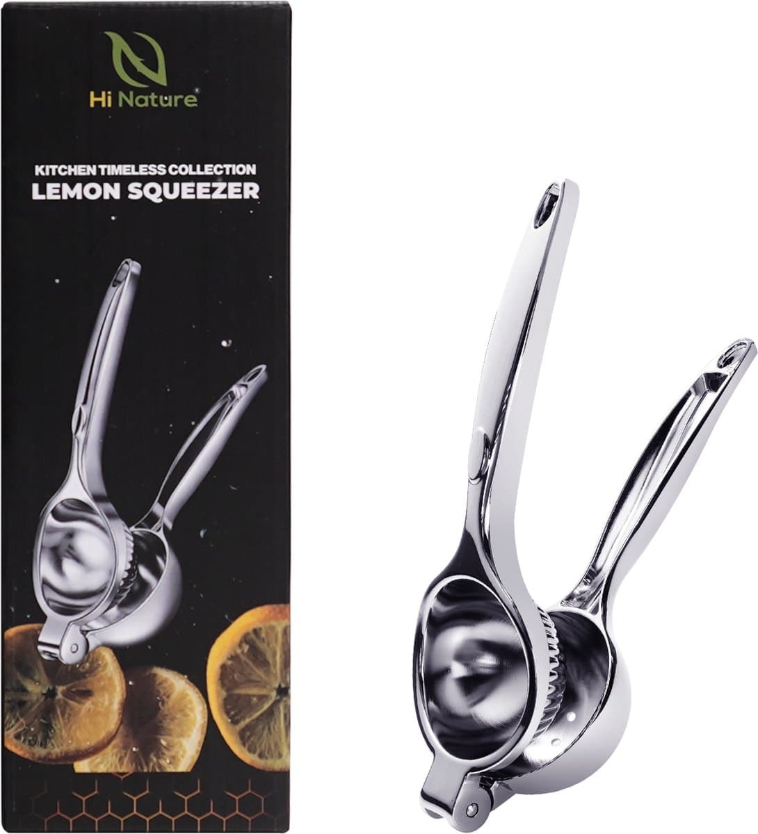 HI NATURE™ Robuuste Kwaliteit Citroenpers | Limoenpers - Handmatige Citroenpers - Lemon squeezer - Citrusknijper - Fruitpers - Sinaasappelpers | Zilver thumbnail 8