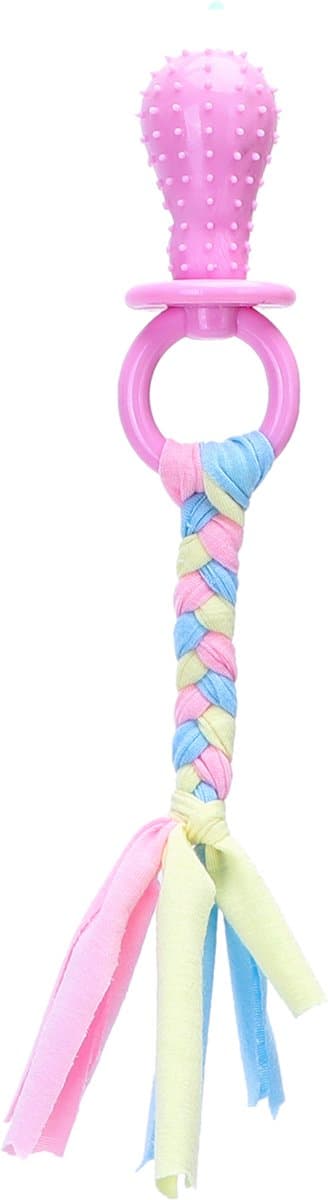 Nobleza puppy speen met lint - puppyspeeltje - puppyspeelgoed - flostouw - kauwspeelgoed - 24 cm - Roze thumbnail 5