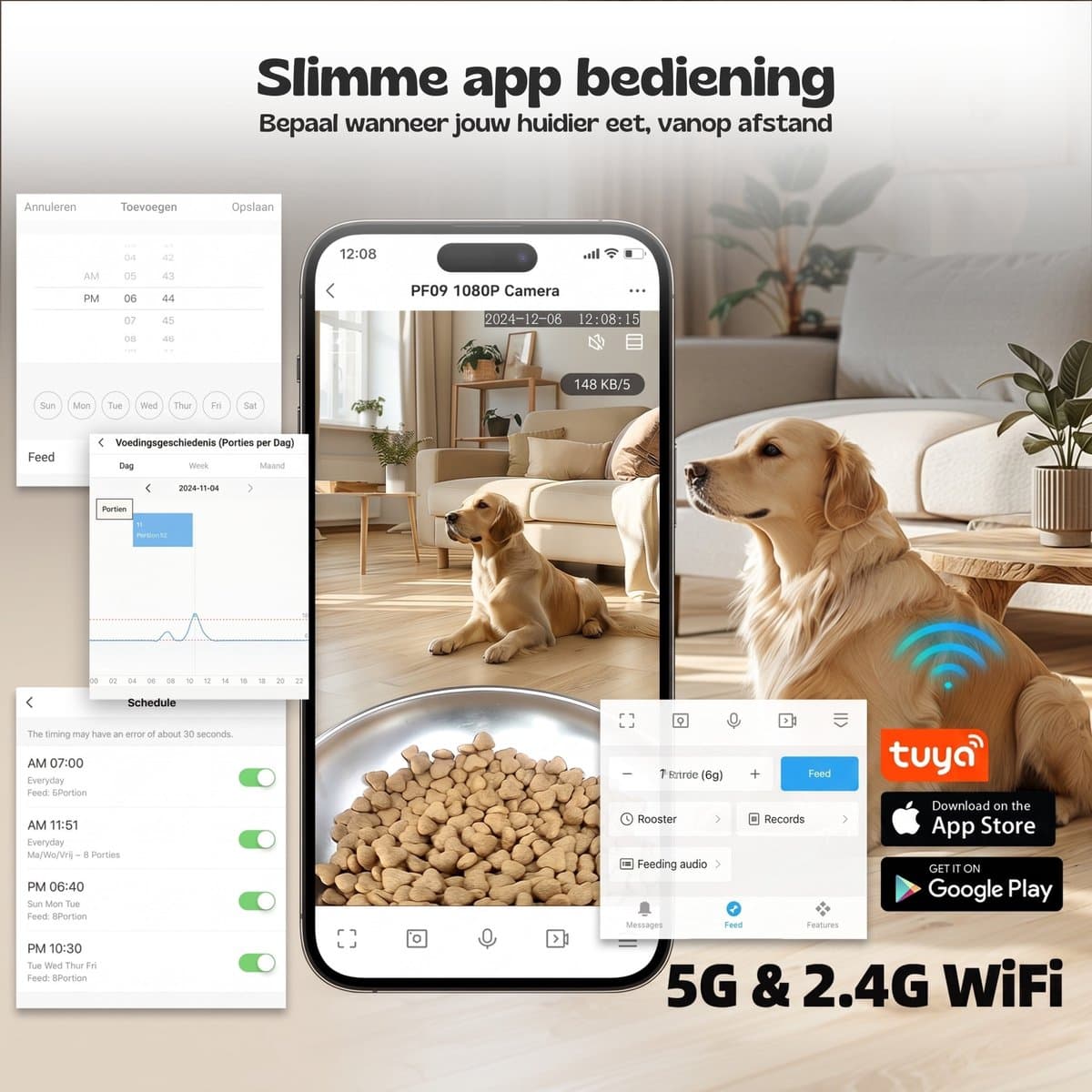 SmartPaw FeedMate - Automatische Voerbak Kat en Hond - Voerautomaat met HD Camera & Audio - 5L Voerdispenser - WiFi & Smart App - Voor Droogvoer - Zwart thumbnail 5