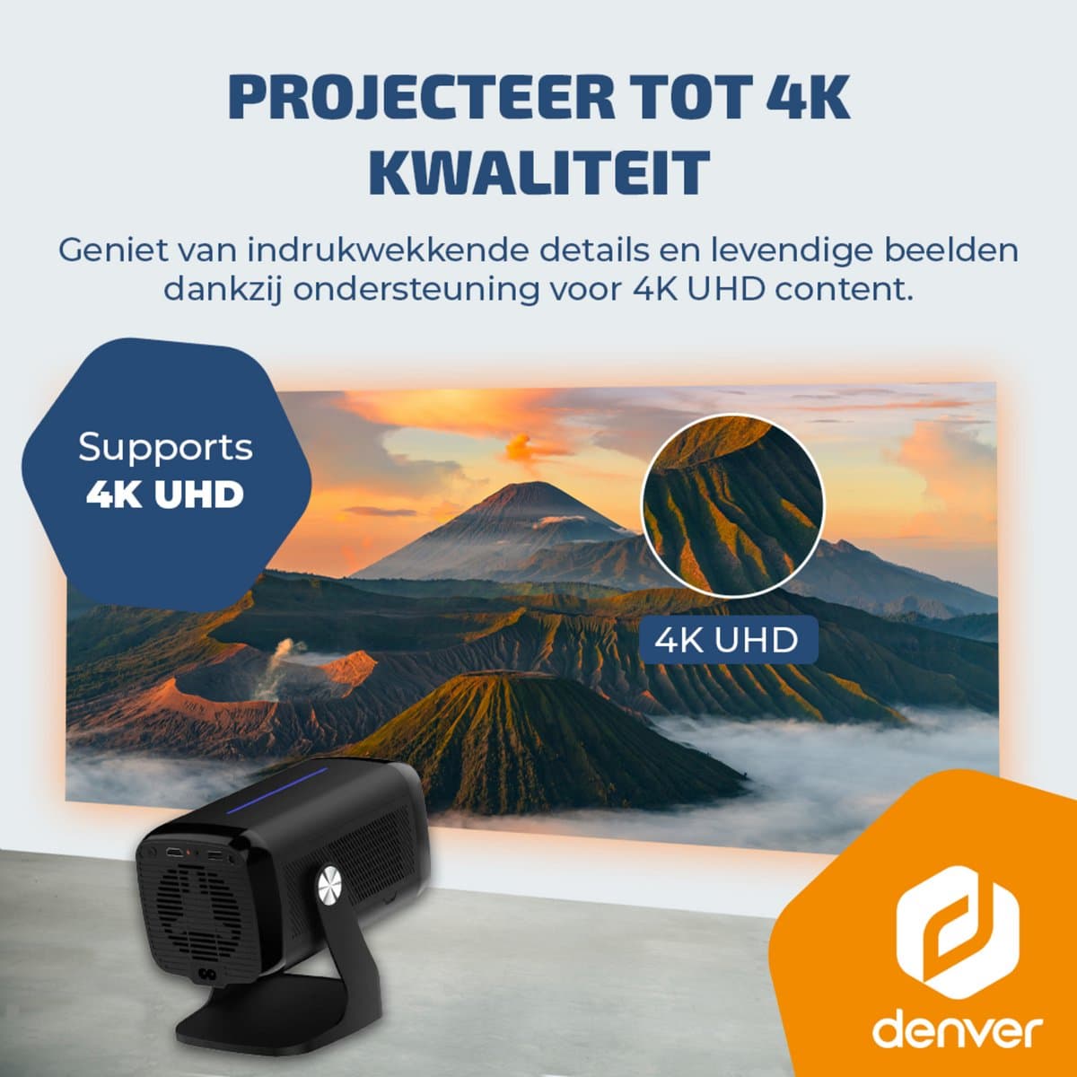 Denver Beamer - 4K 3840x2160P - 700 ANSI Lumen - Projector - Thuisbioscoop - HDMI - USB-C - PR4852 thumbnail 6
