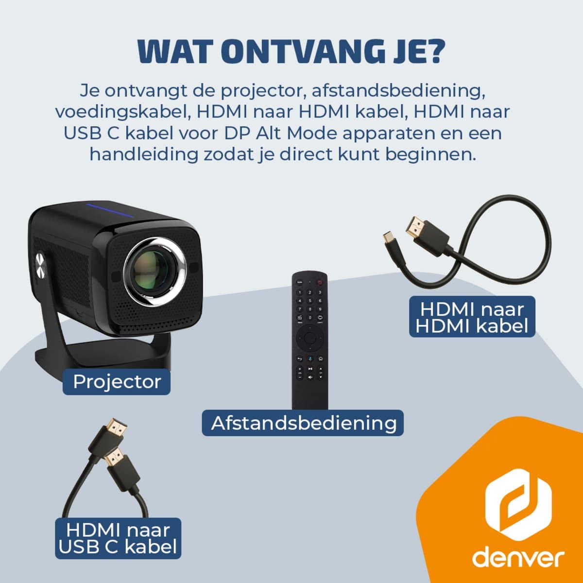 Denver Beamer - 4K 3840x2160P - 700 ANSI Lumen - Projector - Thuisbioscoop - HDMI - USB-C - PR4852 thumbnail 3