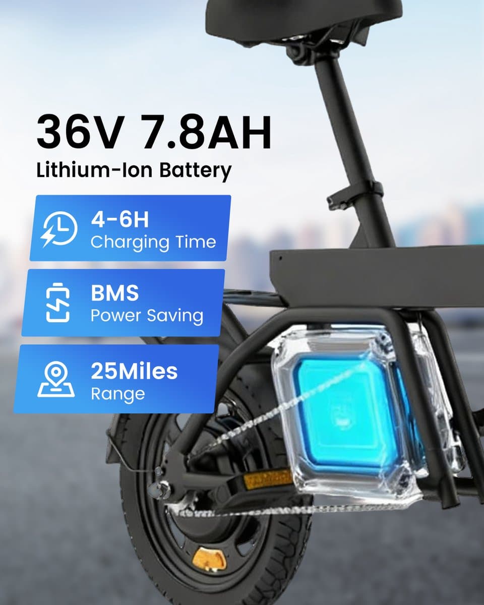 DYU B20 MINI Volwassen elektrische fiets - 36V 7,8Ah Accu - 14 inch banden – Max. snelheid 25 km/u - Mechanische schijfremmen - 34km actieradius thumbnail 7