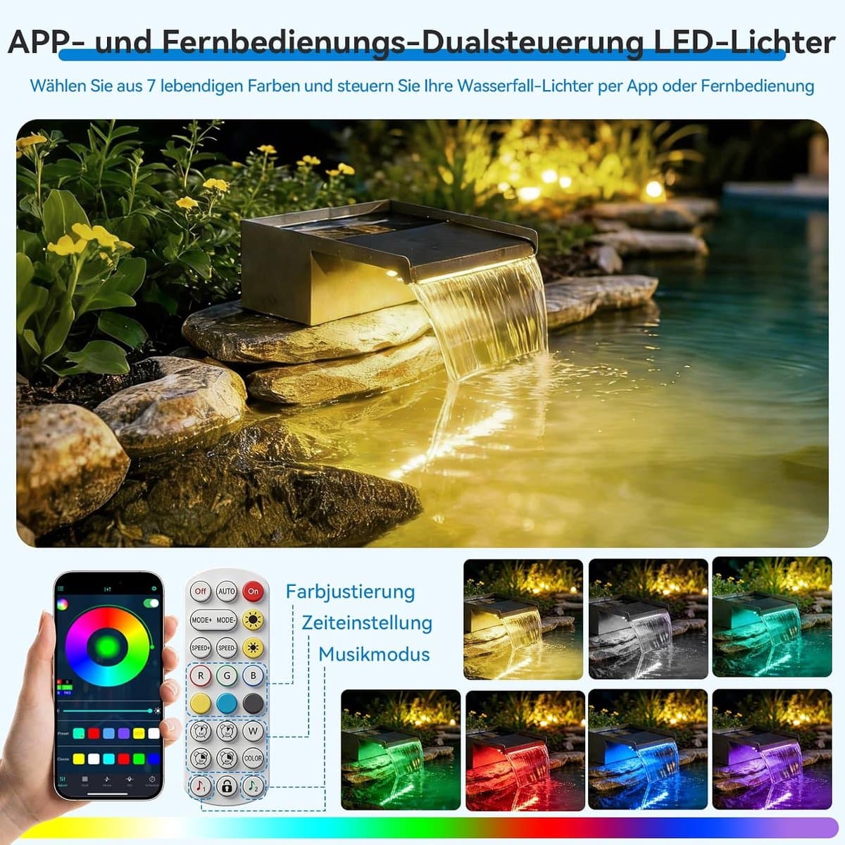 POPOSOAP Vijververlichting-4-in-1 warmwitte onderwater-ledspot-IP68-waterdichte tuinverlichting-dompelspots voor vijver-tuin-terras-fontein-zwembad en waterval[Energieklasse C] thumbnail 6