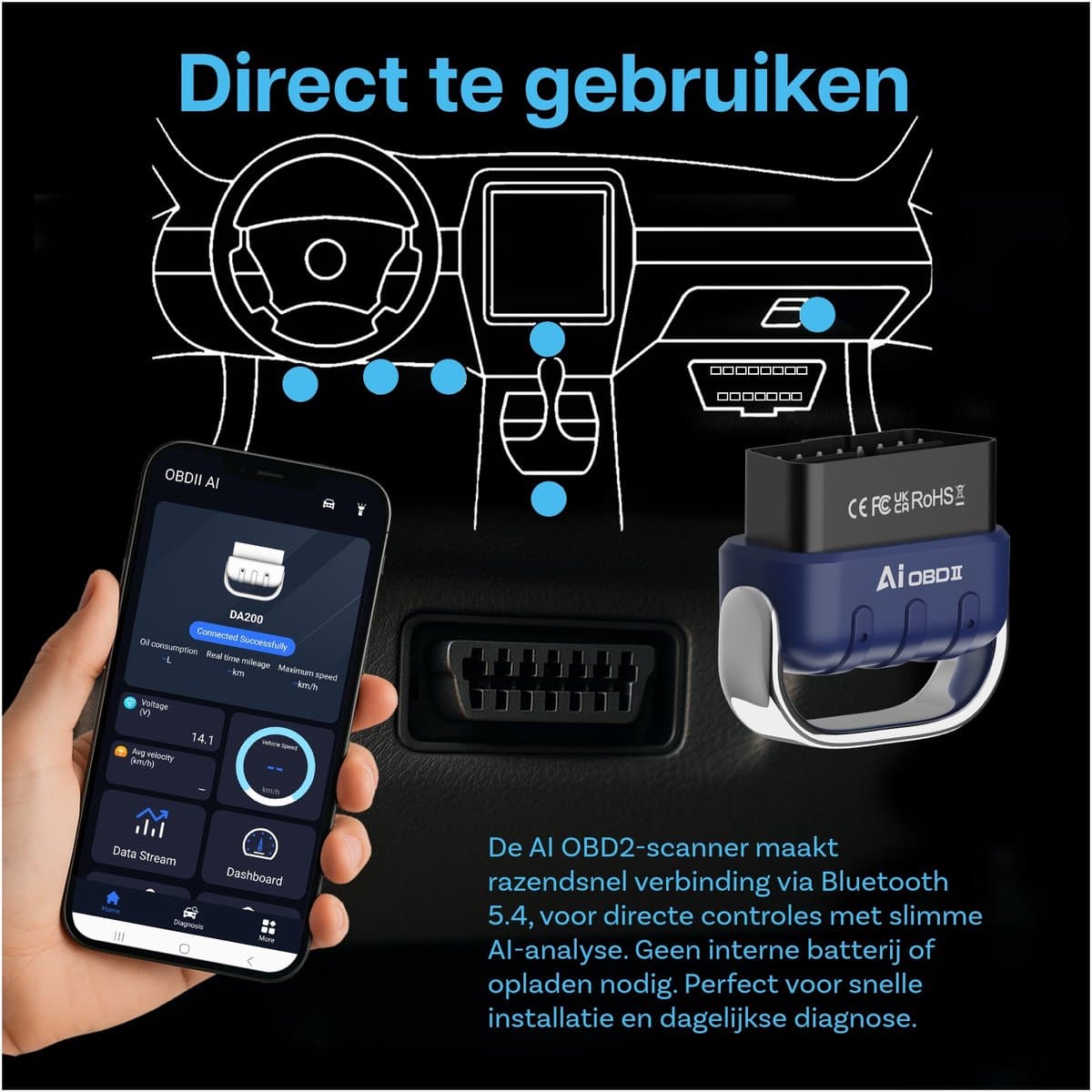 MMOBIEL AI OBD2 Scanner Bluetooth 5.4 - diagnostische tool voor alle auto's thumbnail 6