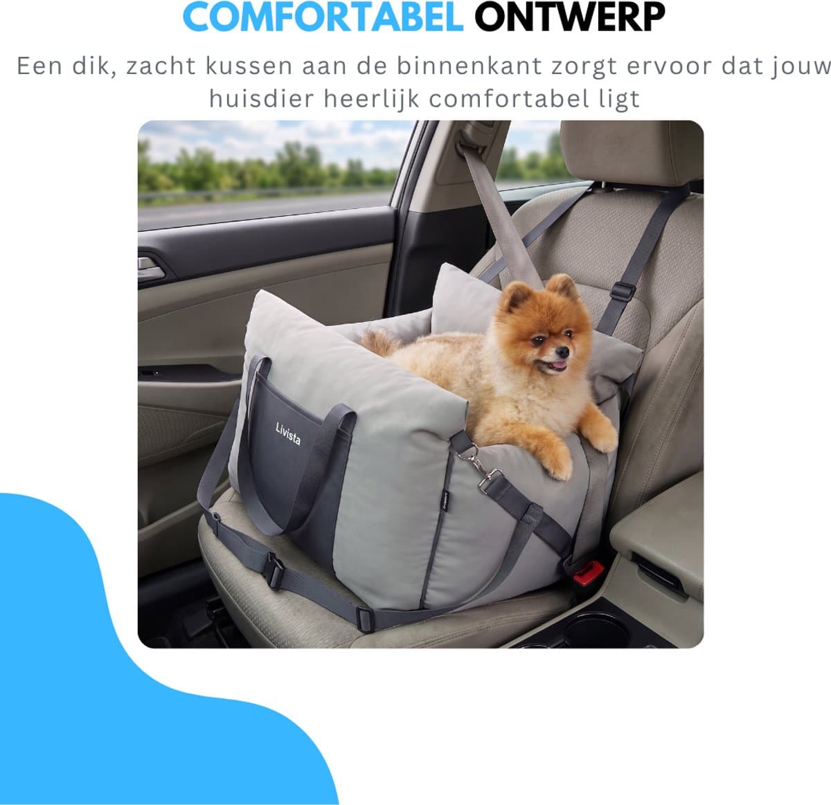 Livista Wasbare Autostoel Hond met Gordel - Hondenmand Auto - Voor in de Auto en Achterbank -Automand Honden - Hondenstoel - Hondenmand thumbnail 5
