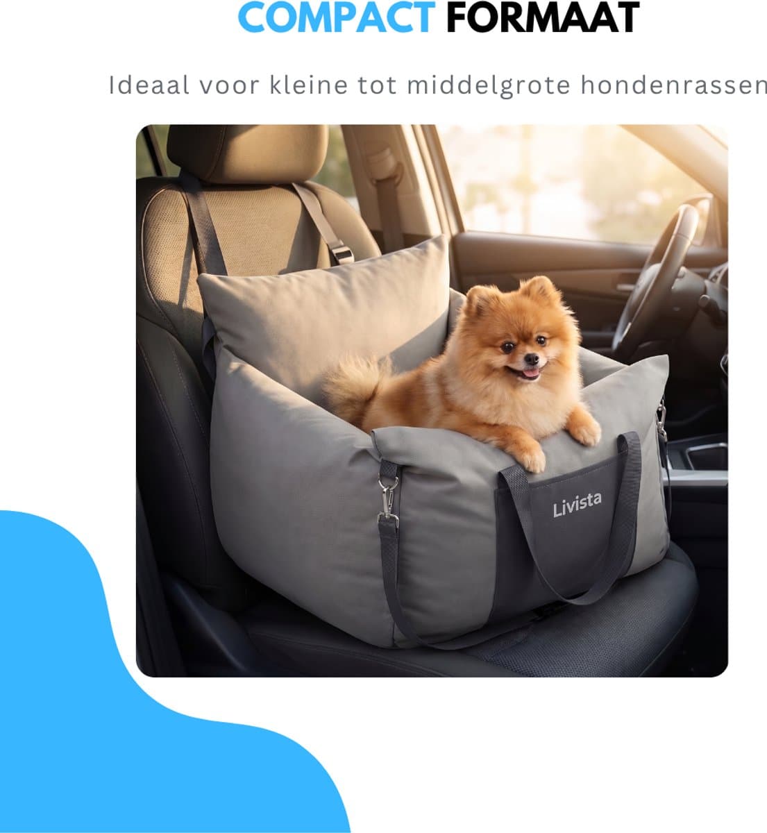 Livista Wasbare Autostoel Hond met Gordel - Hondenmand Auto - Voor in de Auto en Achterbank -Automand Honden - Hondenstoel - Hondenmand thumbnail 4