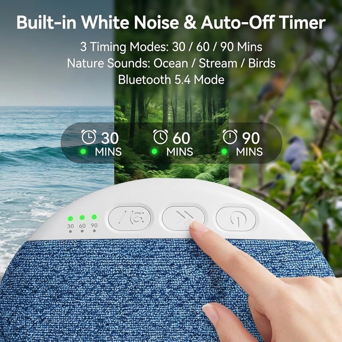 Slaapsprekers Kussen Luidspreker - Ultradun, Bluetooth 5.4, Witte Ruis thumbnail 6