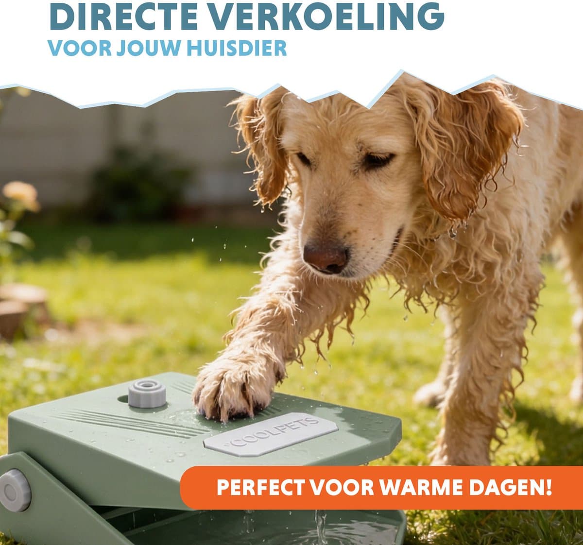 CoolPets Waterfontein Hond Tuinslang - Drinkfontein hond – Waterspeelgoed Hond - Verkoeling voor Honden - Splash Water Fountain - Olive Green thumbnail 2