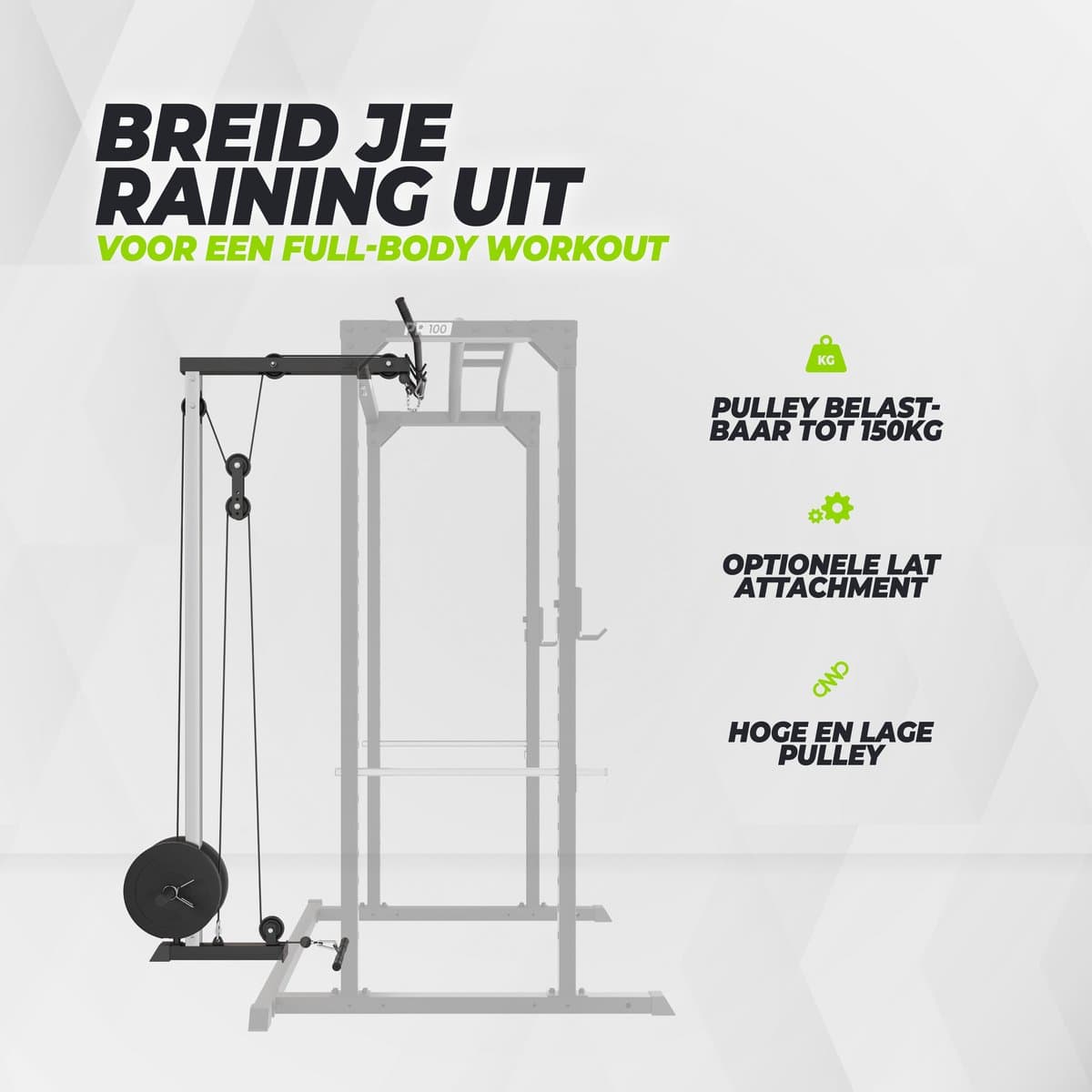VirtuFit PR100 Power Rack met Lat Attachment - Squat Rack - Inclusief Pulley Station - Krachtstation thumbnail 7