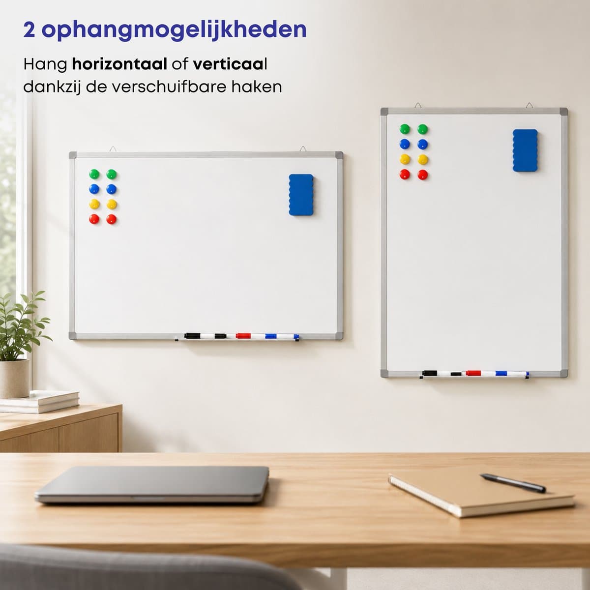 ACAZA Whiteboard - Magnetisch - 70 x 100 cm - Magneetbord - Weekplanner - Inclusief 8 Magneten, 4 Stiften, Wisser en Pennenbakje - Whiteboard Stiften - Weekplanner Whiteboard - Maandplanner - Magneten Whiteboard - Memobord thumbnail 8
