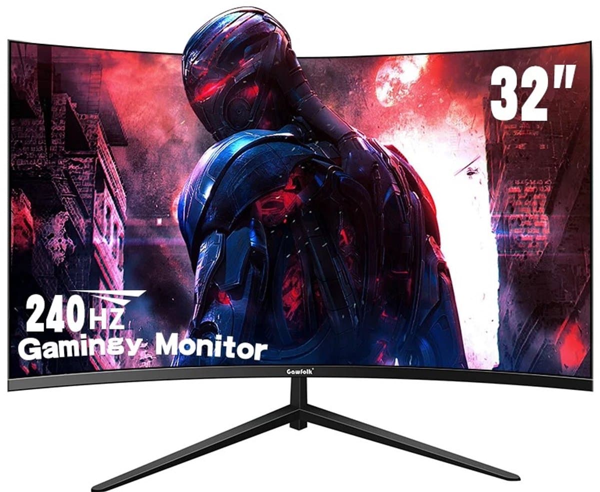 Flolife - Gaming Monitor 32 Inch Curved 240Hz Full HD 1080P - 1800R Frameloos PC Scherm met FreeSync - 1ms Responstijd - HDMI en DisplayPort - Ideaal voor Gamers en Kantoor