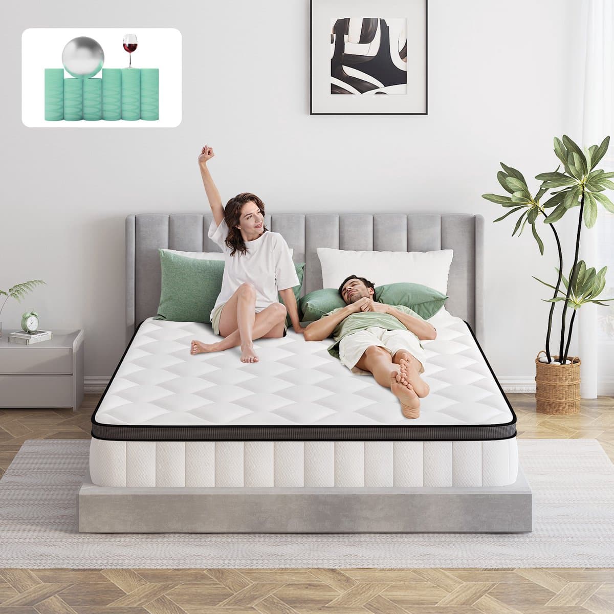 Saikefy Matras 90x200 cm - 25cm - Pocketvering Matras - 7-Zones - Orthopedisch - Afritsbaar en wasbaar hoeslaken - Anti-Allergie - Traagschuim - Gemiddelde Stevigheid thumbnail 5