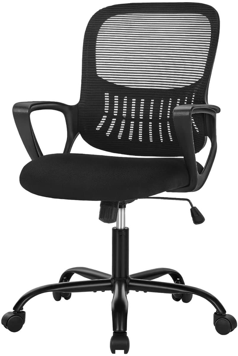 Ergonomische Bureaustoel - Mesh Office Chair - In Hoogte Verstelbaar - Vaste Armleuningen - 113 kg Draagvermogen - afbeelding 1
