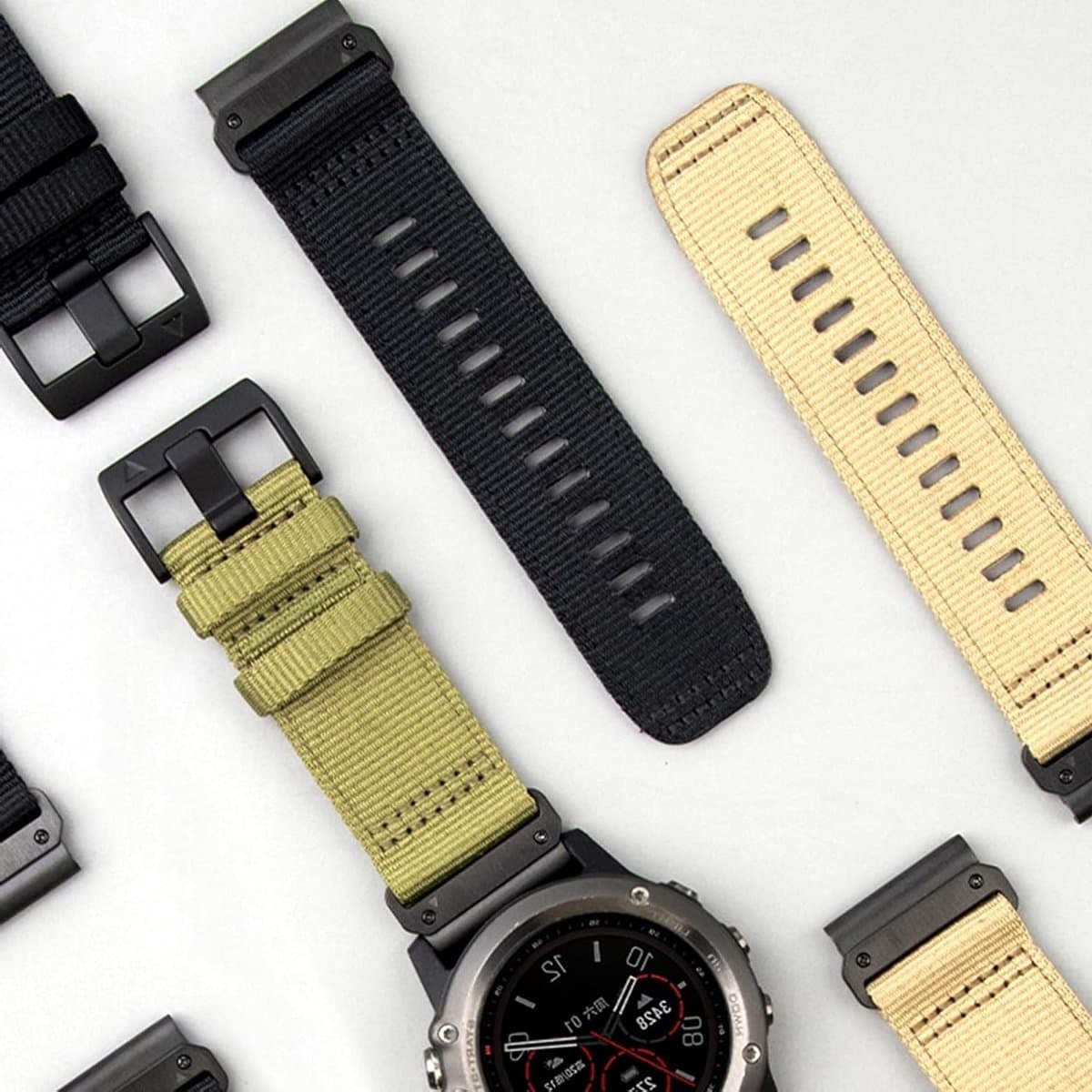 YOOSIDE Robuuste nylon horlogeband voor Garmin Fenix 7X/Fenix 6X/Fenix 5X/Enduro, quick fit, 26 mm, verstelbare geweven nylon sportpolsband met roestvrijstalen sluiting voor epix Pro 51 mm thumbnail 7