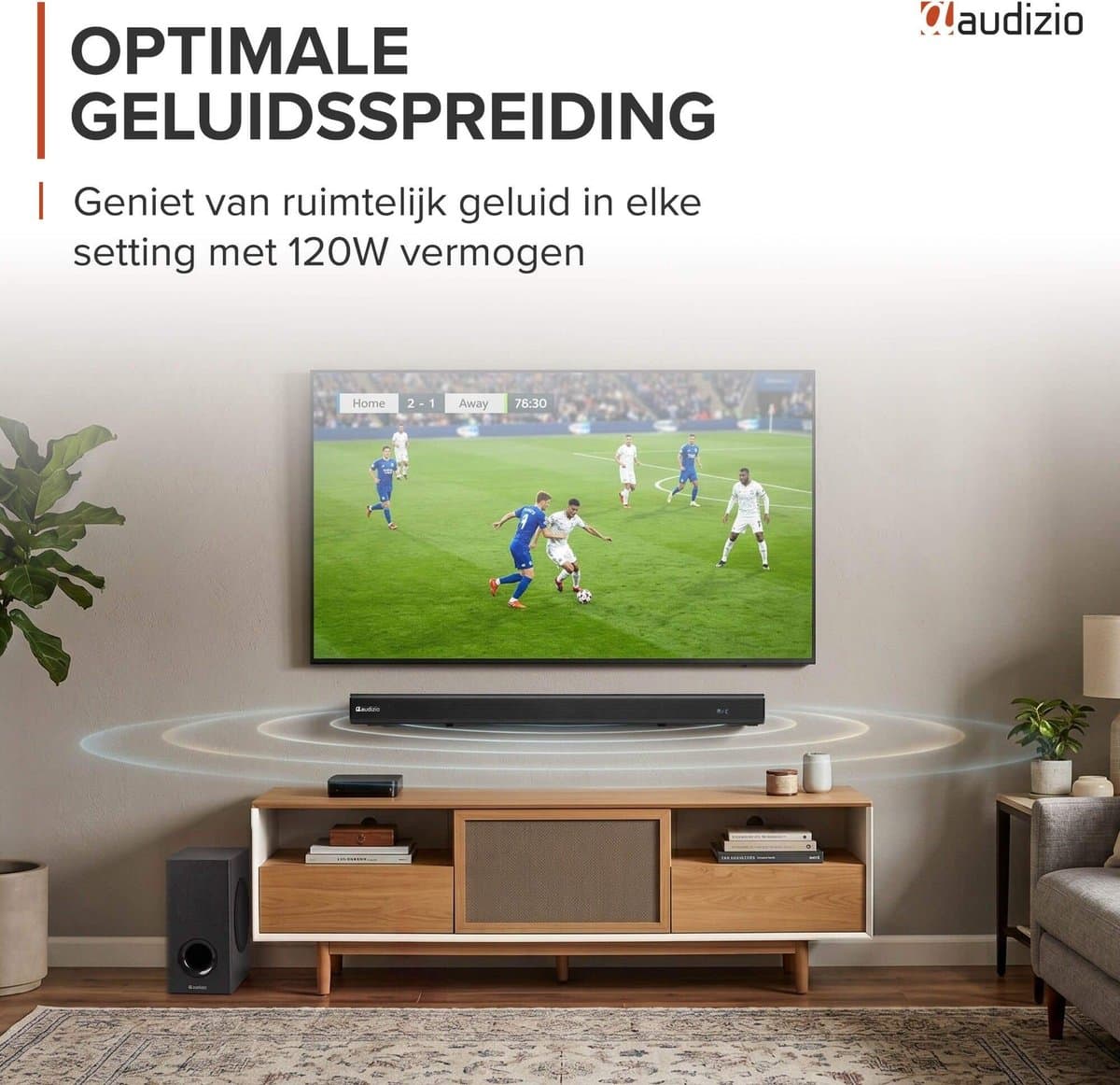 Soundbar - Audizio SB82S - HDMI-ARC - Bluetooth - 120 Watt - Optisch - Soundbar met subwoofer thumbnail 2