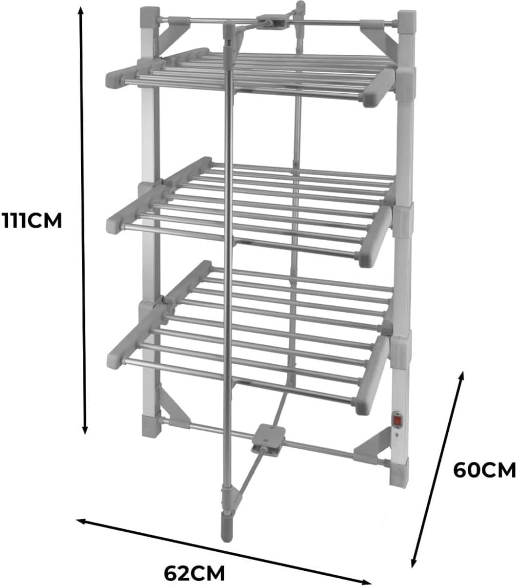 Electric Heated Dryer Drying Racks 3 Layers 21m Drying Rack 15kg Capacity 50-55°C 220W Indoor Clothes Rack Foldable and Portable Clothes Rack 24 Rack Energy Efficient Quick Dry 6 Clothes Pegs thumbnail 6