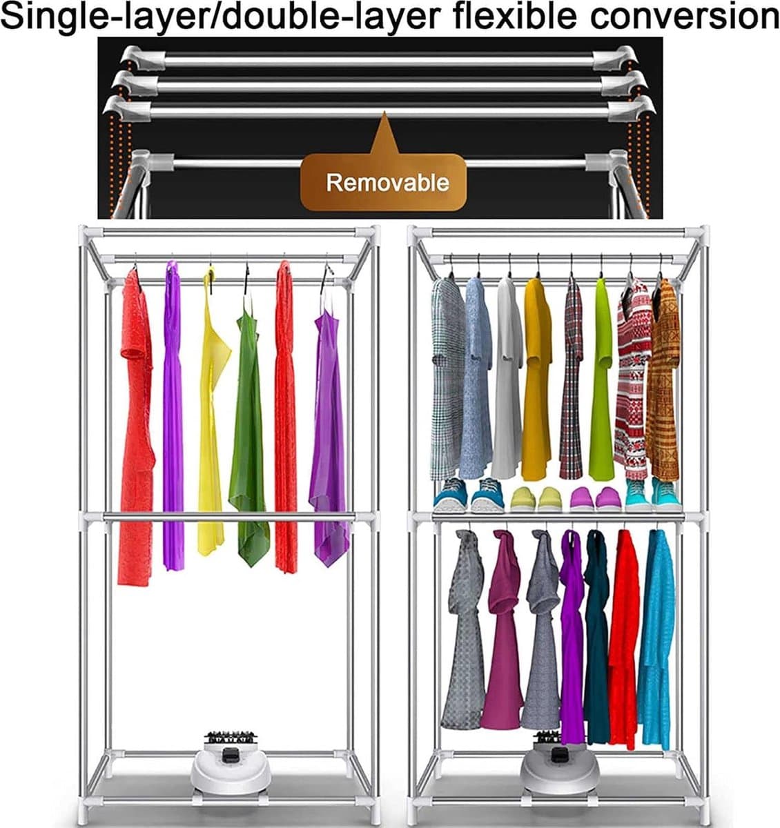 Elektrisch Droogrek - Kledingdroger Wassen - Snel Kleding Drogen - Dubbellaags Model - 70x43x140cm thumbnail 7