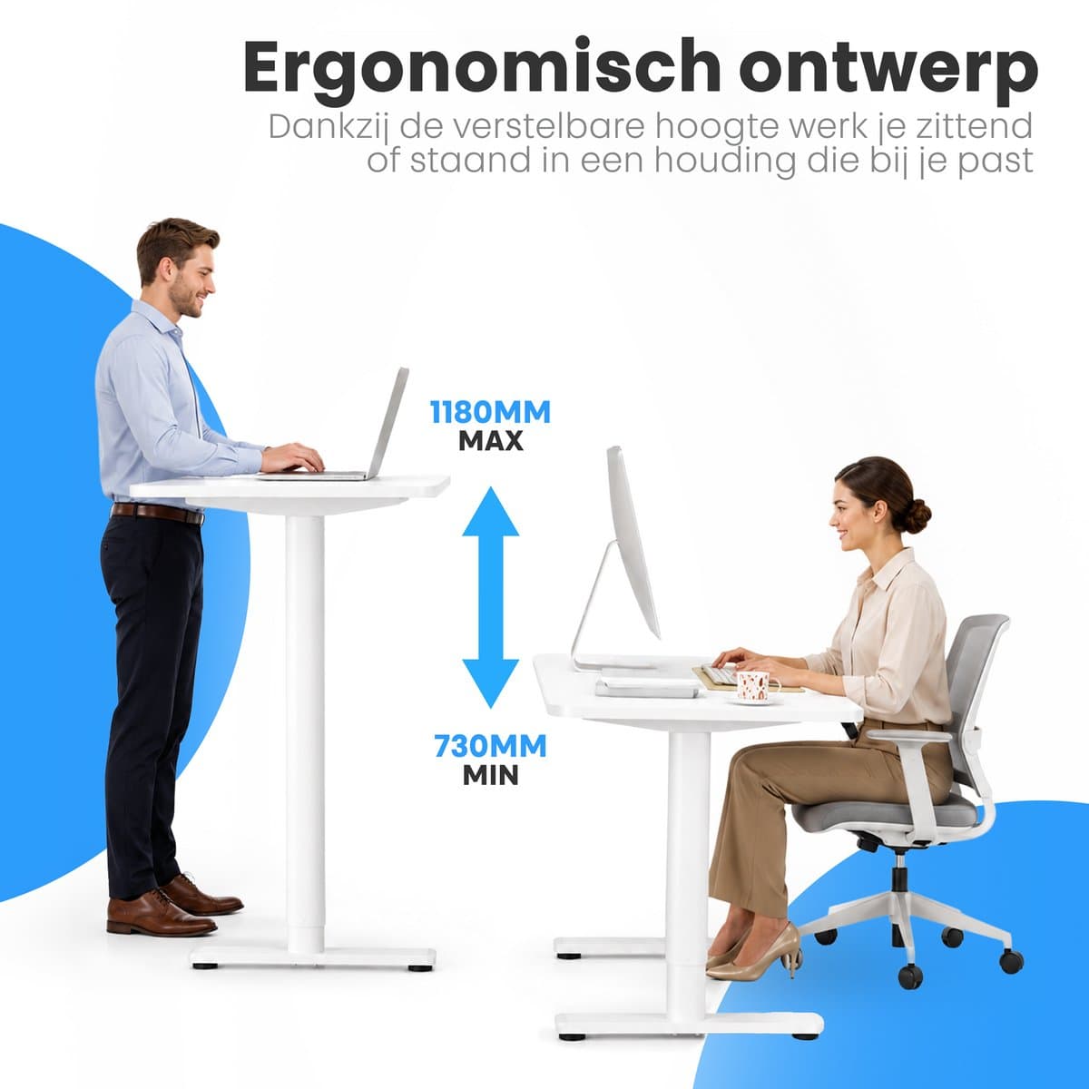 Phreeze Zit Sta Bureau Elektrisch - 120 x 60 cm - Computer Tafel - Geheugenstanden - In Hoogte Verstelbaar - Ergonomisch - Thuiswerkplek & Kantoor - Wit thumbnail 3