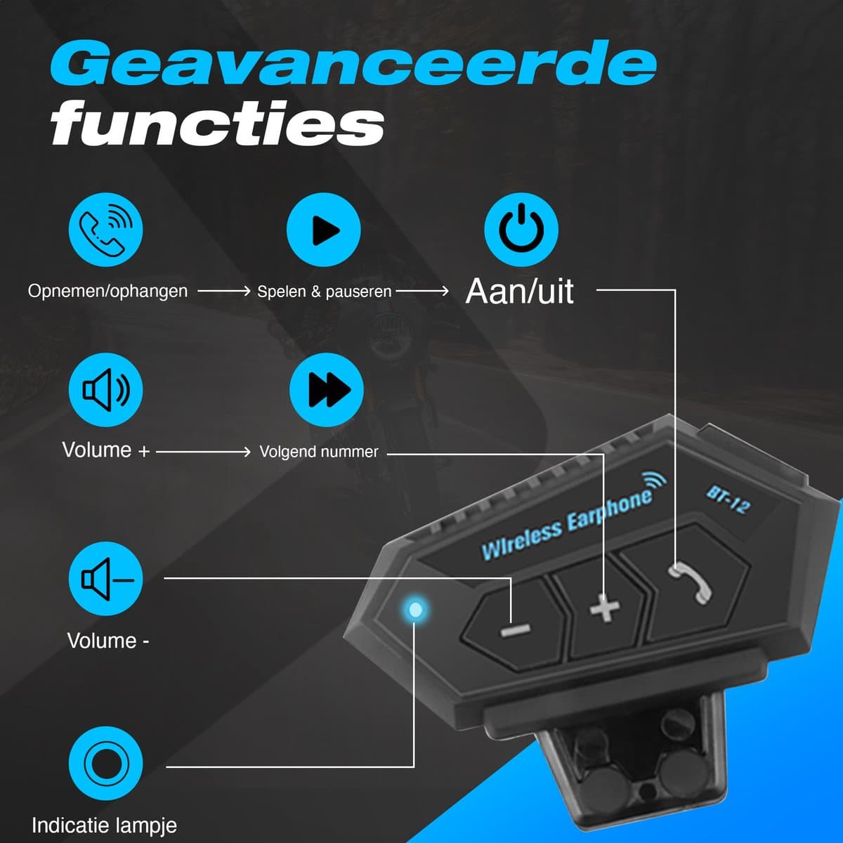 Garpex Motorhelm headset - Bluetooth - handsfree bellen - IP67 waterbestendig thumbnail 2