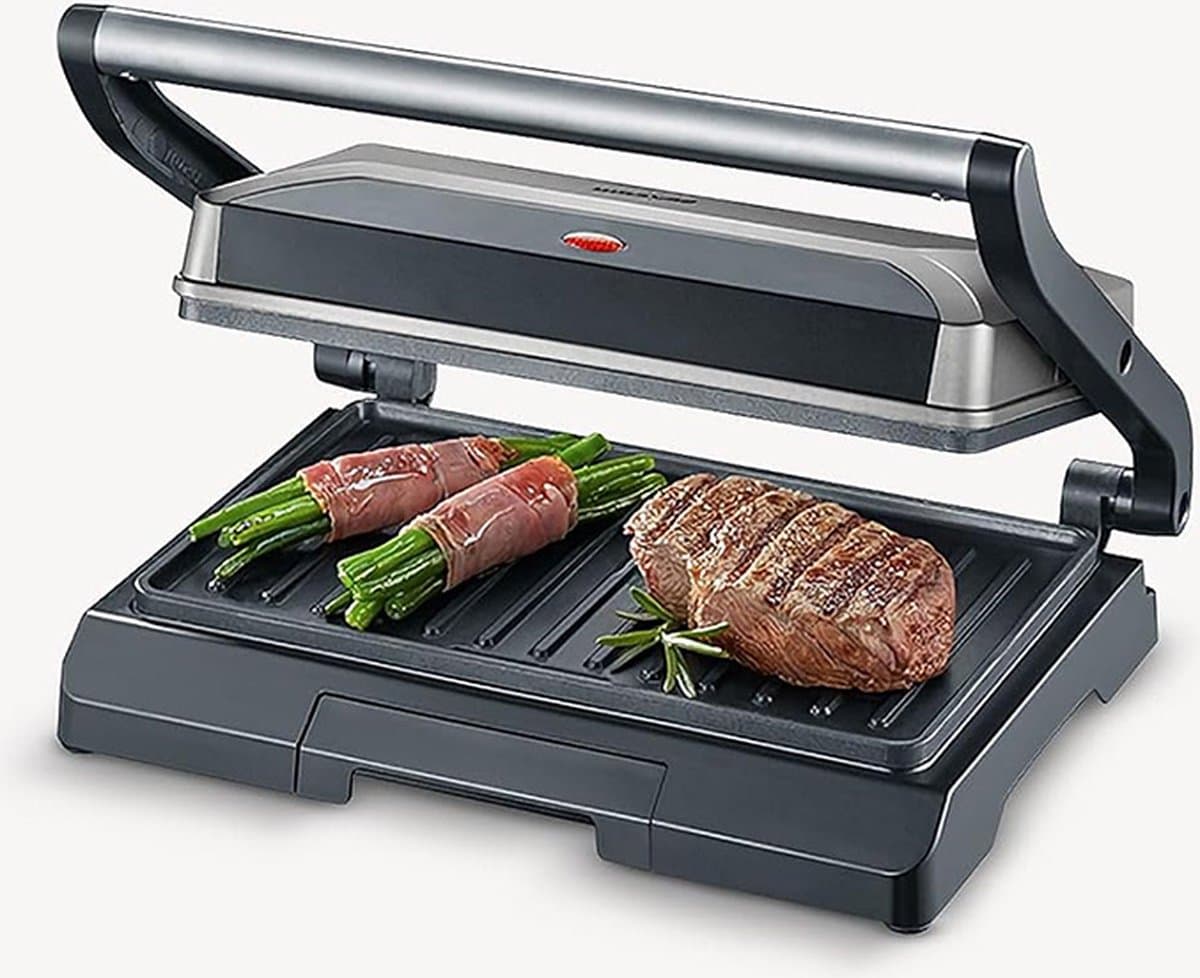 DailySupplies® Contactgrill - Tosti Apparaat - Tosti-ijzers - Panini Grill - Zwart met Zilver thumbnail 6