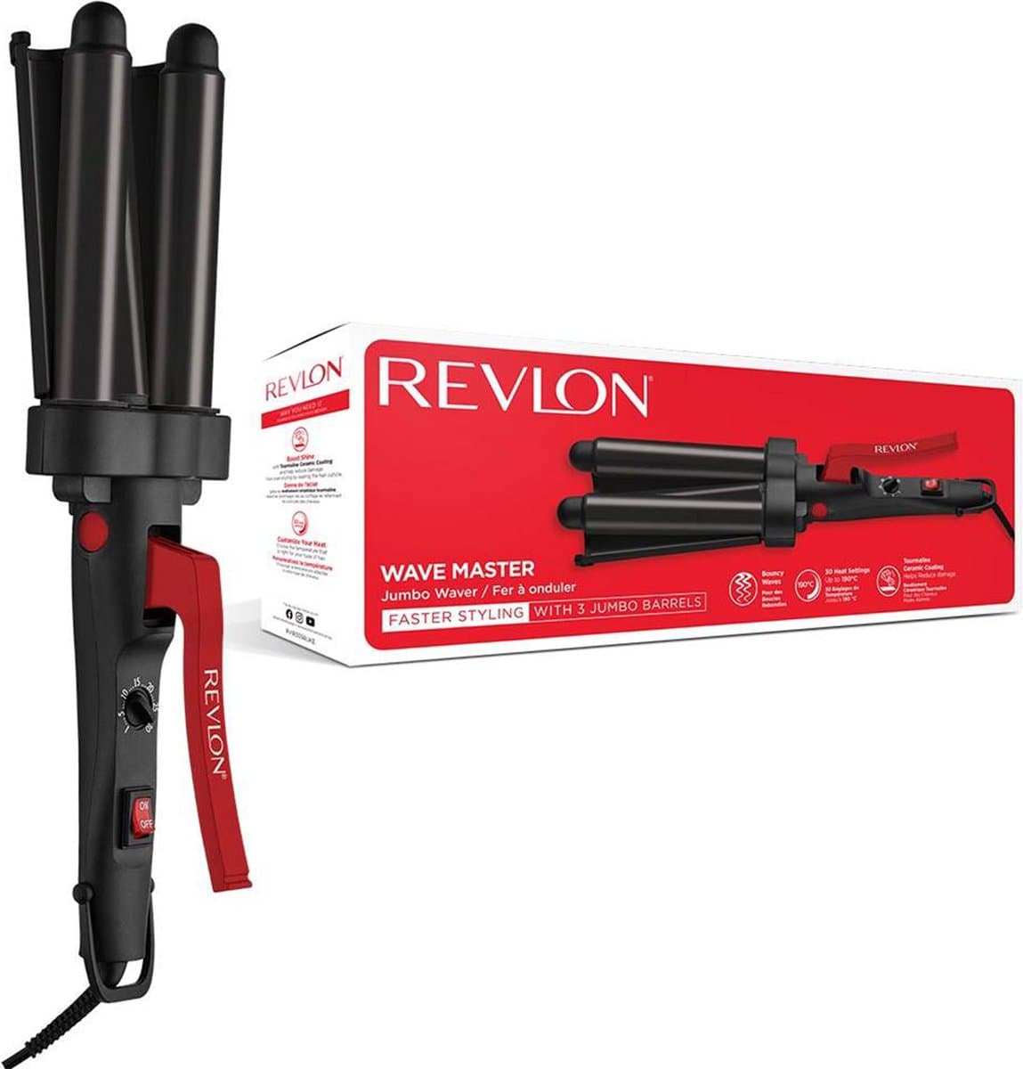 Revlon - Jumbo Waver - Wafeltang - Wave Krultang - Golvenkrultang - Haar -Beach Waves - Krultang - Zwart thumbnail 5