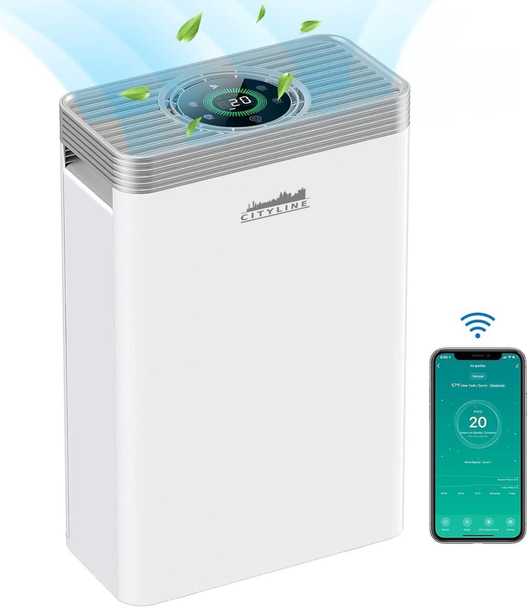 Luchtreiniger Cityline Pro - Air purifier - Luchtfilter - Ruimtes tot 25 m² - Stil - CADR van 200 m³ per uur - Geavanceerd 4 laags HEPA filter - Auto modus & Luchtkwaliteit sensor - LED display - Wifi functionaliteit - Slaapstand - Timer thumbnail 5