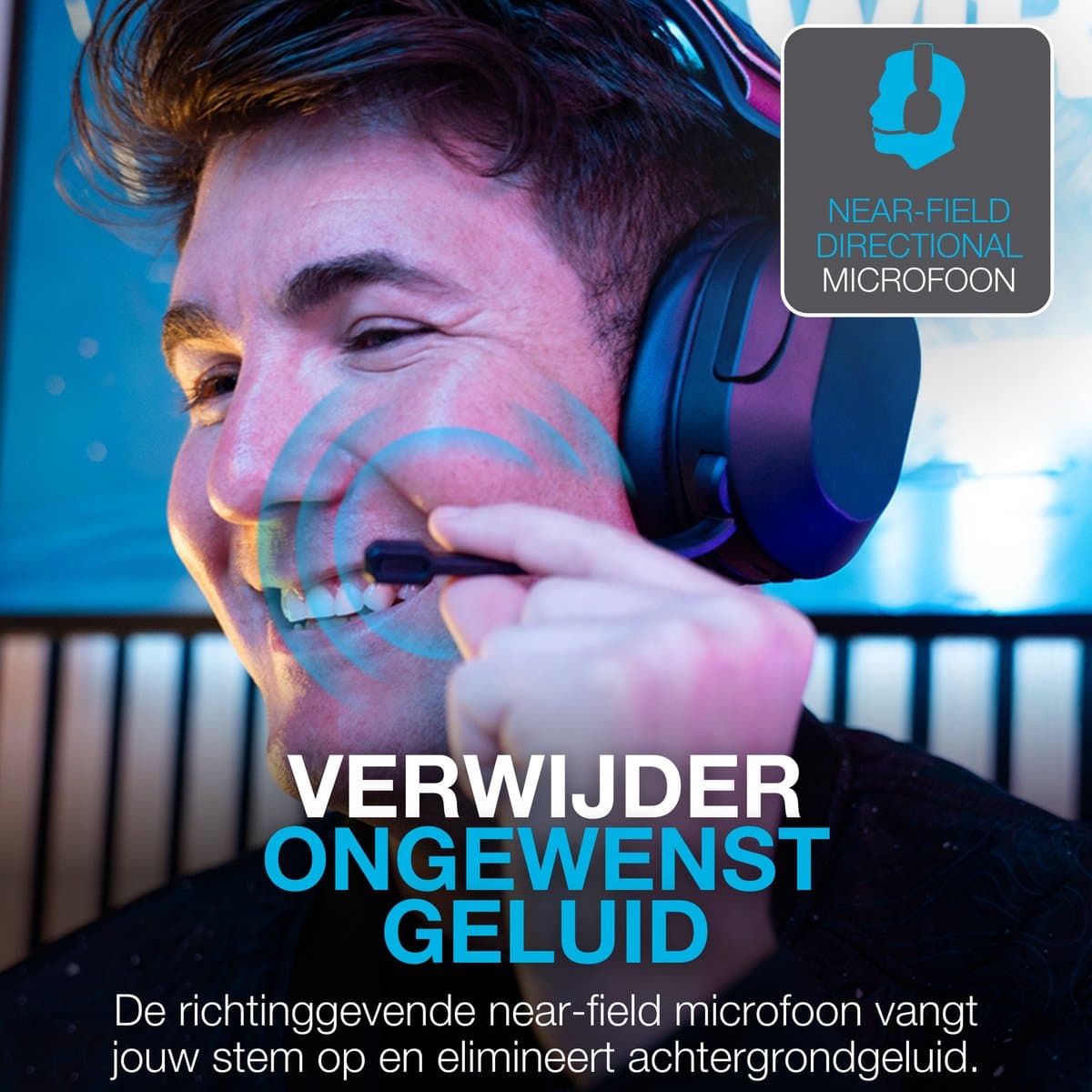 JLab Nightfall Draadloze Gaming Headset met Microfoon - Bluetooth - 70 Uur Afspeeltijd - Draadloze Koptelefoon - Headset PS5 - Koptelefoon met microfoon - Verwisselbare Hoofdband - Met USB Dongle thumbnail 3