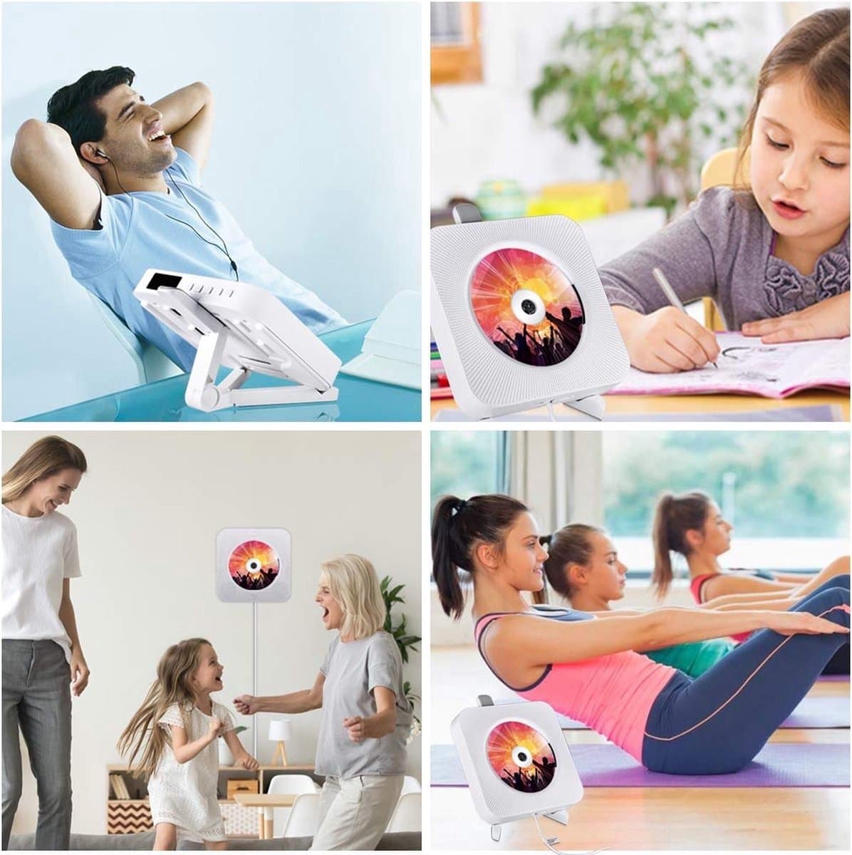 WINNES Draagbare CD speler met Bluetooth, Wandmontage CD-spelers Muziekspeler Home Audio Boombox met afstandsbediening FM-radio Ingebouwde HiFi-luidsprekers LCD-scherm MP3-koptelefoonaansluiting AUX-ingang Uitgang thumbnail 2