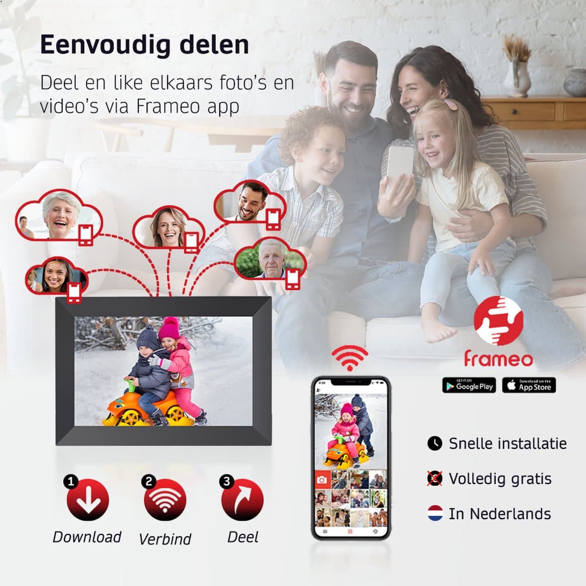 BrightLife Digitale Fotolijst met Frameo App - 10.1 inch - HD Resolutie - Fotokader - Digitale kalender - WiFi - IPS Touchscreen - 32GB - Vaderdag Cadeau thumbnail 6