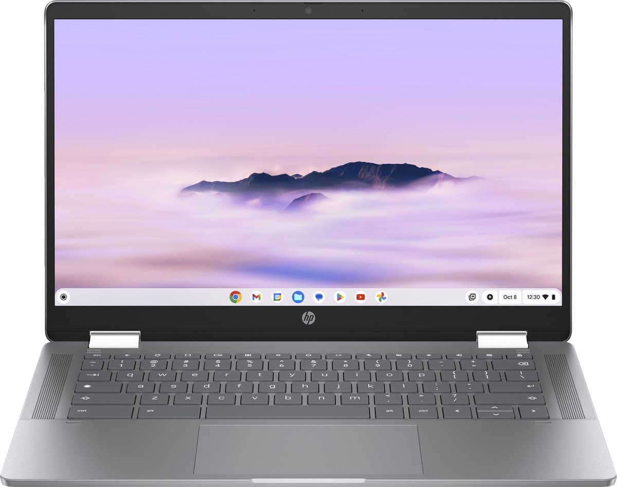 HP Chromebook x360 14b-cd0075nd Intel® Core™ i3 i3-N305 35,6 cm (14") Touchscreen Full HD 8 GB LPDDR5-SDRAM 256 GB Flash Wi-Fi 6 (802.11ax) ChromeOS Zilver - afbeelding 1