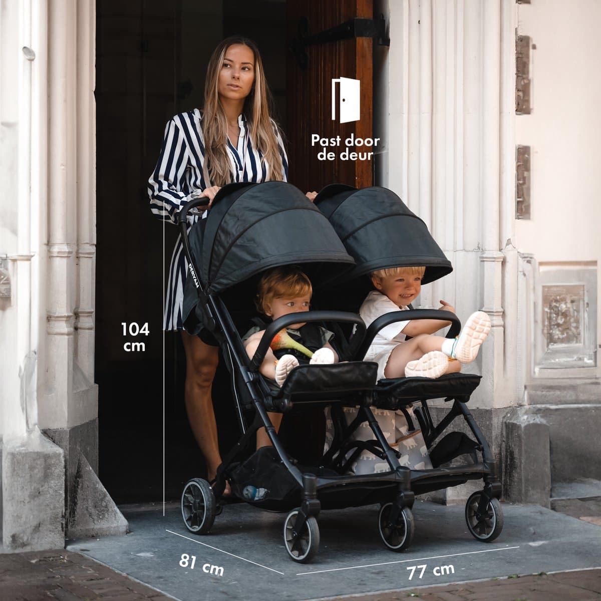 Deryan Rolo X2 Duo Buggy - 2 persoons - Compact & lichtgewicht - Zwart thumbnail 4