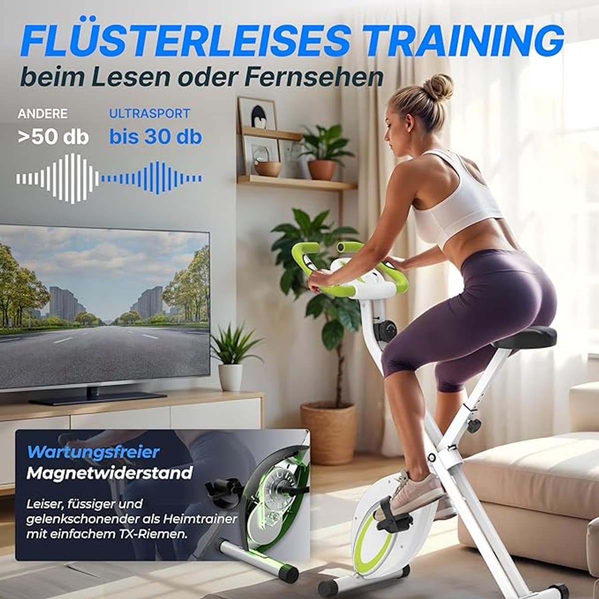 Hometrainer / Indoorfiets F-Bike Pro – Opvouwbare Fitnessbike met Magnetische Weerstand, LCD-Display, Hartslagmeter, Calorie- en Snelheidsmonitor – Geschikt tot 130 kg – Designbest thumbnail 7